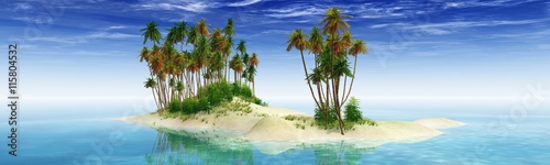 panorama of the sea islands. palm trees on the beach. 