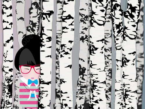 foret de bouleaux kokeshi