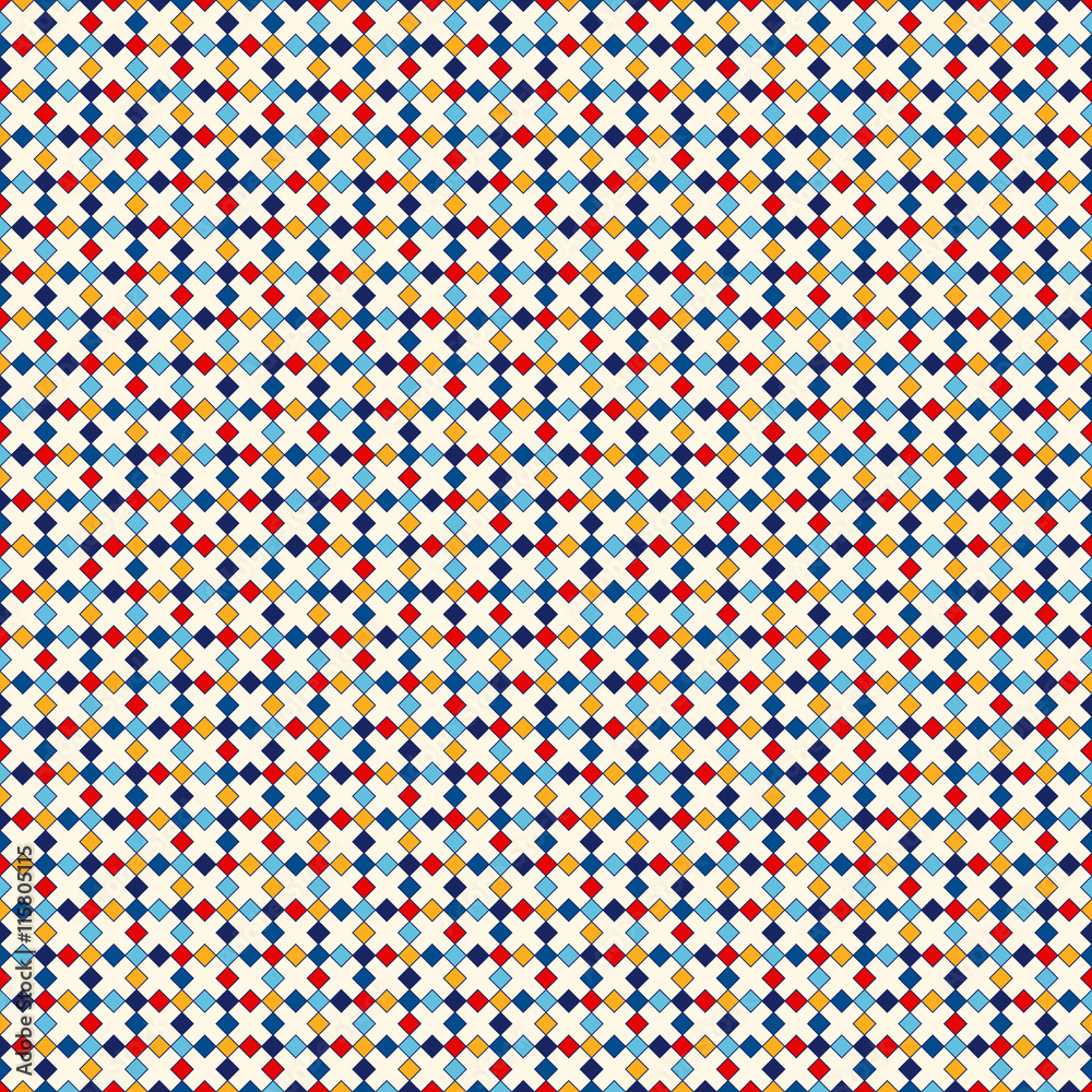 Seamless pattern with symmetric geometric ornament. Abstract repeated bright squares and rhombuses background. Seamless pattern with symmetric geometric ornament. Abstract repeated bright squares and rhombuses background.