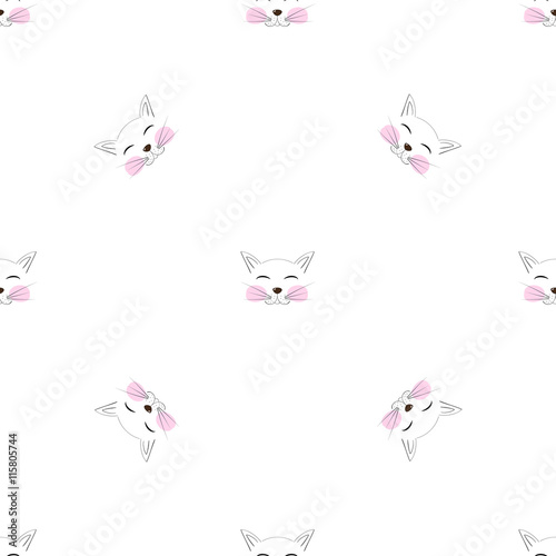 seamless pattern cute cat muzzle cheeks drawn cartoon hand drawing for your design illustration