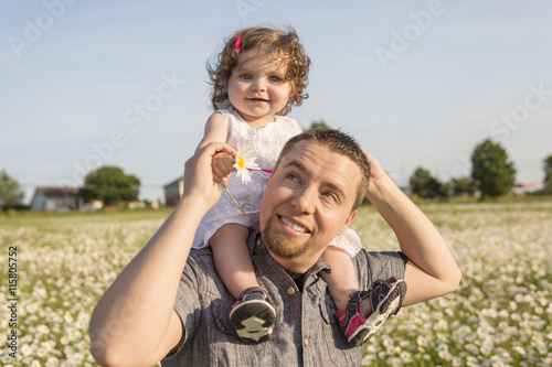 happy joyful father with daughter
