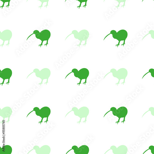 cute seamless pattern with a silhouette of  bird kiwi green sweet