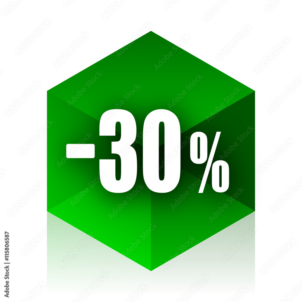 30 percent sale retail cube icon, green modern design web element 30 percent sale retail cube icon, green modern design web element