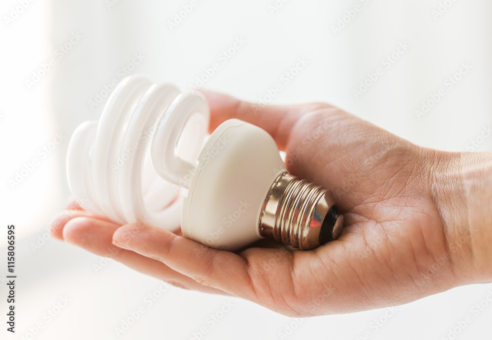 close up of hand holding energy saving lightbulb close up of hand holding energy saving lightbulb