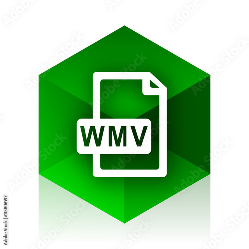 wmv file cube icon, green modern design web element