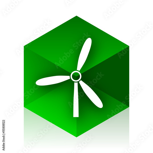 windmill cube icon, green modern design web element