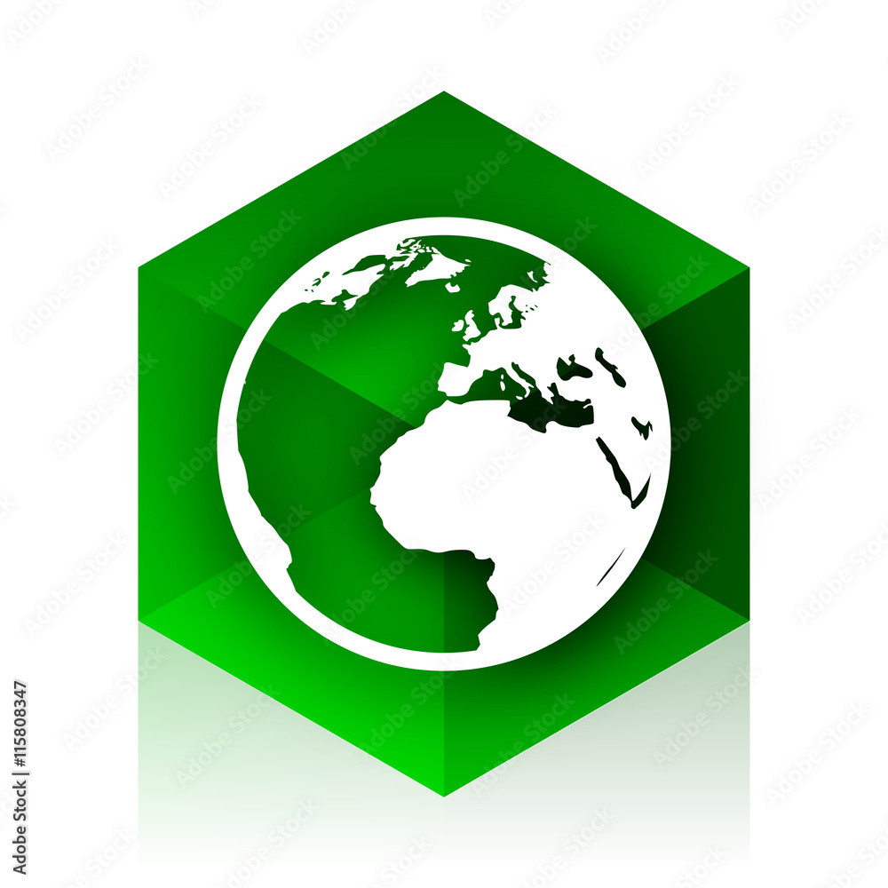 earth cube icon, green modern design web element earth cube icon, green modern design web element