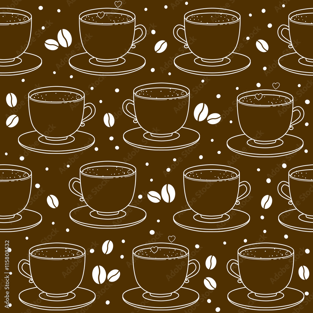 Obraz premium Seamless pattern with coffee cups 