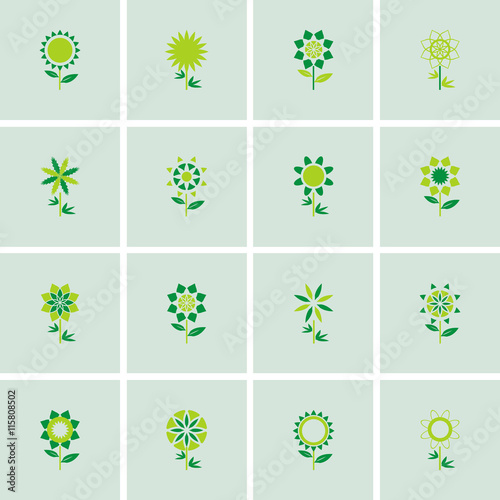 Set of flower icons. Vector illustration