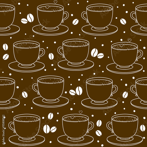 Seamless pattern with coffee cups 