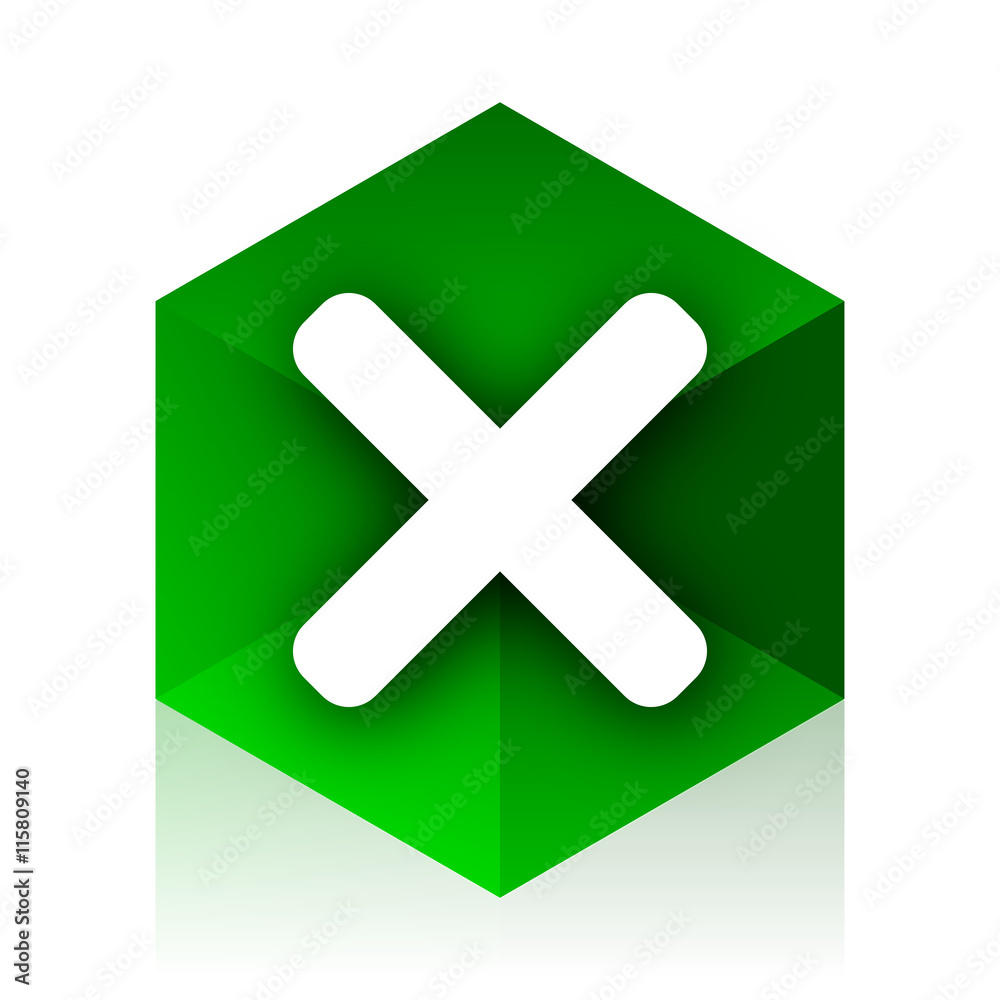 Obraz premium cancel cube icon, green modern design web element