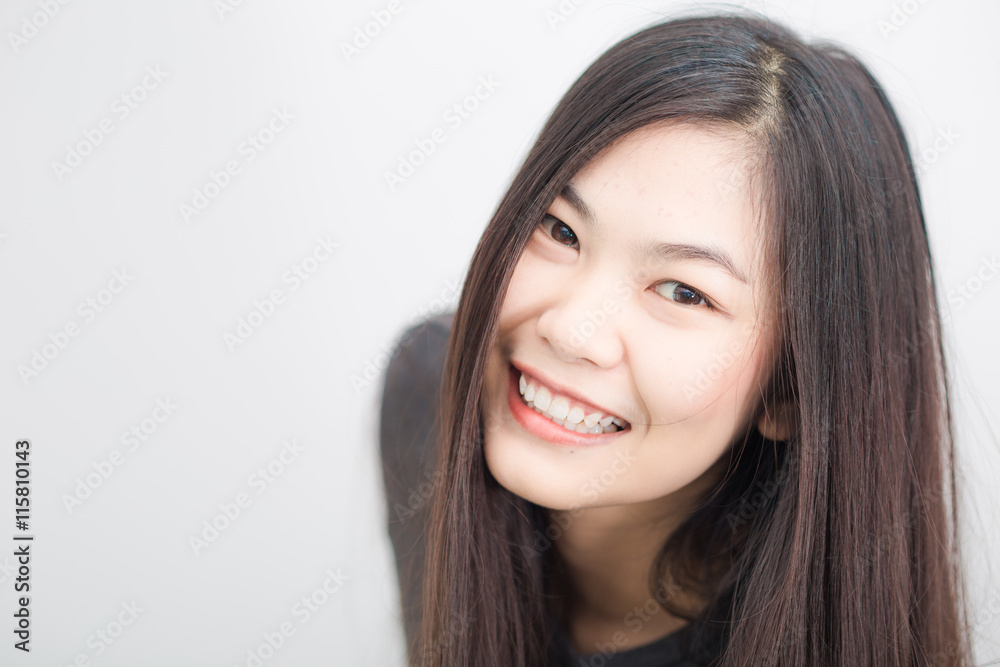 Beauty face lovely asian woman on white background Beauty face lovely asian woman on white background
