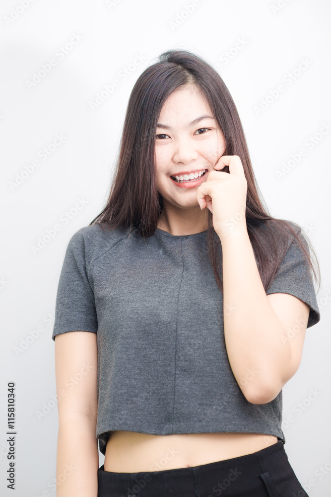 Asian smilling sexy women relax in white room condominium Asian smilling sexy women relax in white room condominium