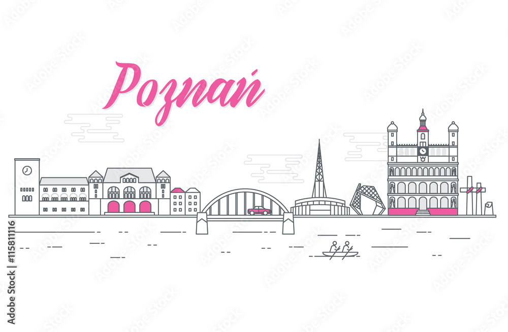 Panorama miasta Poznań - obrazy, fototapety, plakaty 