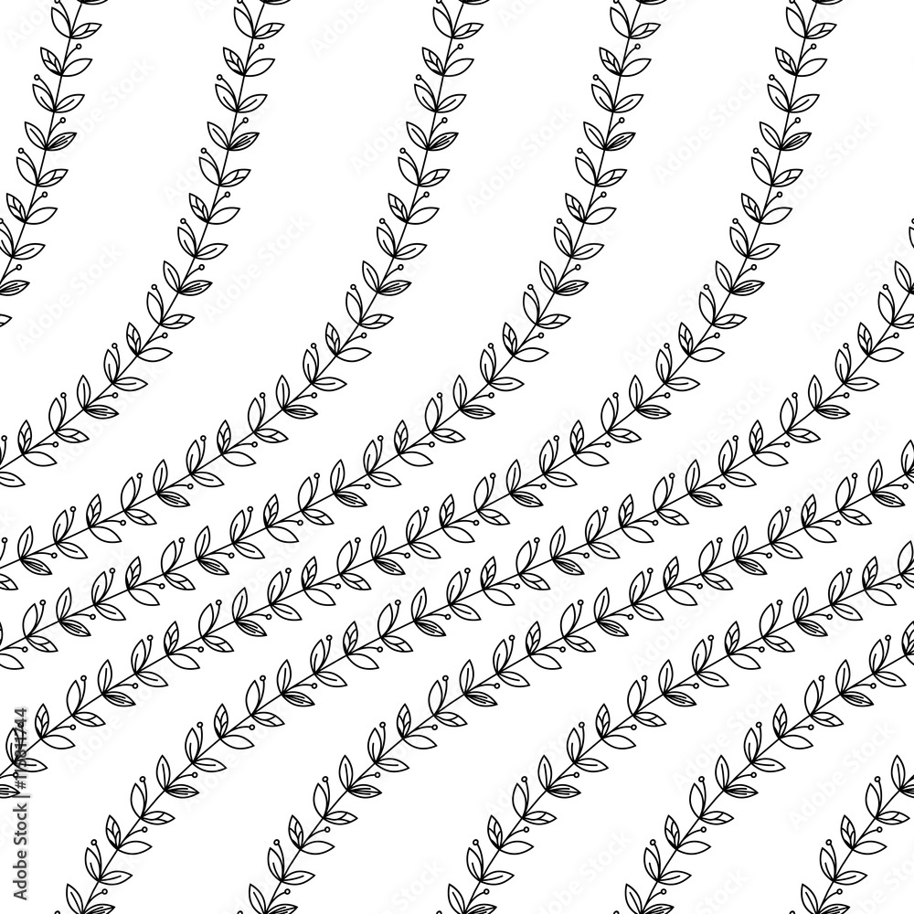 Fototapeta premium Natural motifs. Seamless black and white pattern from branches and leaves.