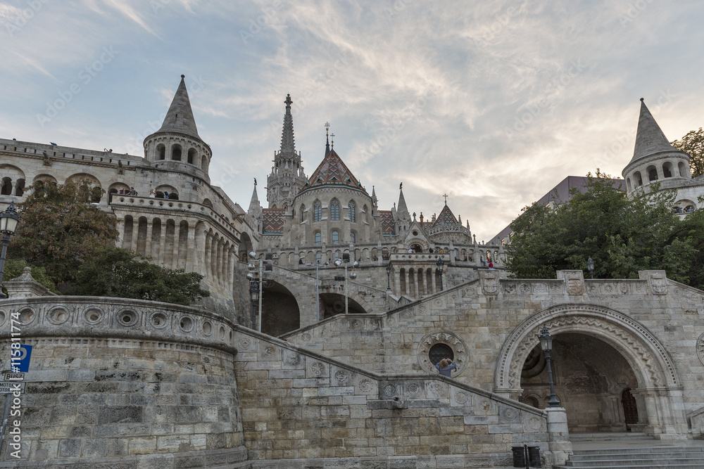 Famous landmark in Budapest - Fisherman's Bastion on Buda Hill.