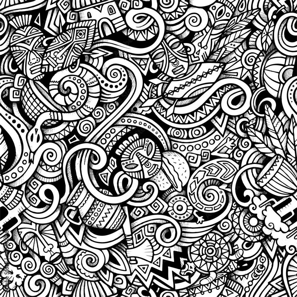 Cartoon hand-drawn doodles on the subject of Africa style theme Cartoon hand-drawn doodles on the subject of Africa style theme