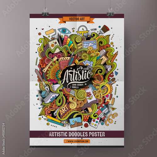 Cartoon doodles Art poster template