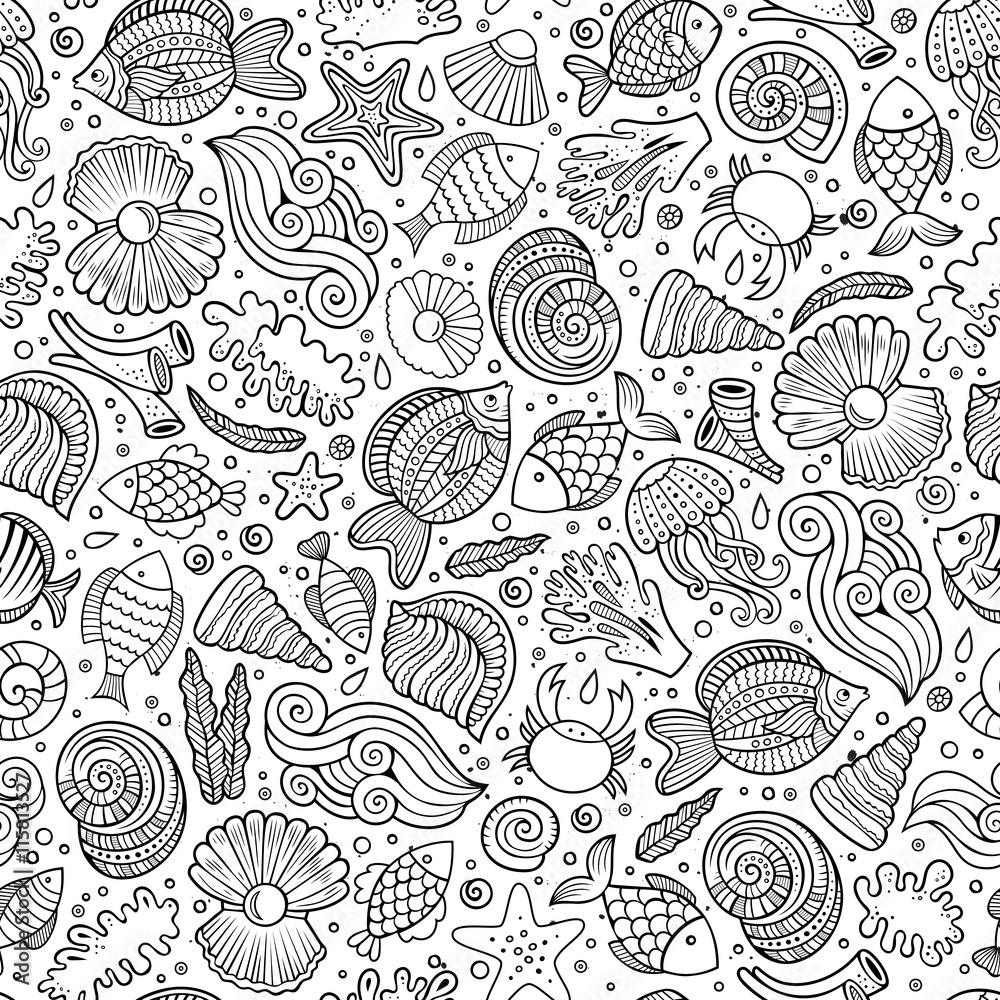 Cartoon under water life seamless pattern Cartoon under water life seamless pattern