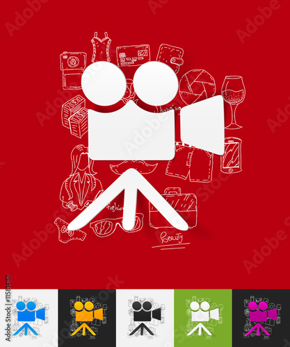 video paper sticker with hand drawn elements