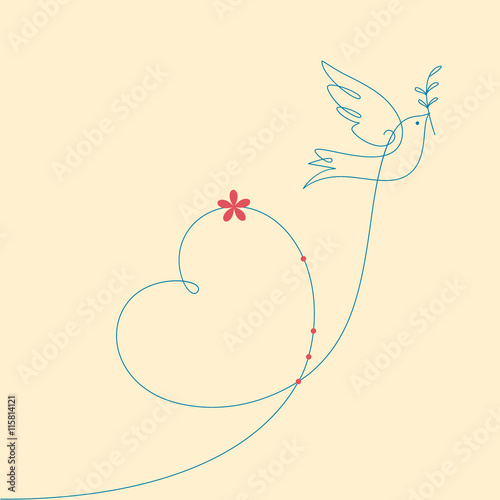 Dove with heart shape.