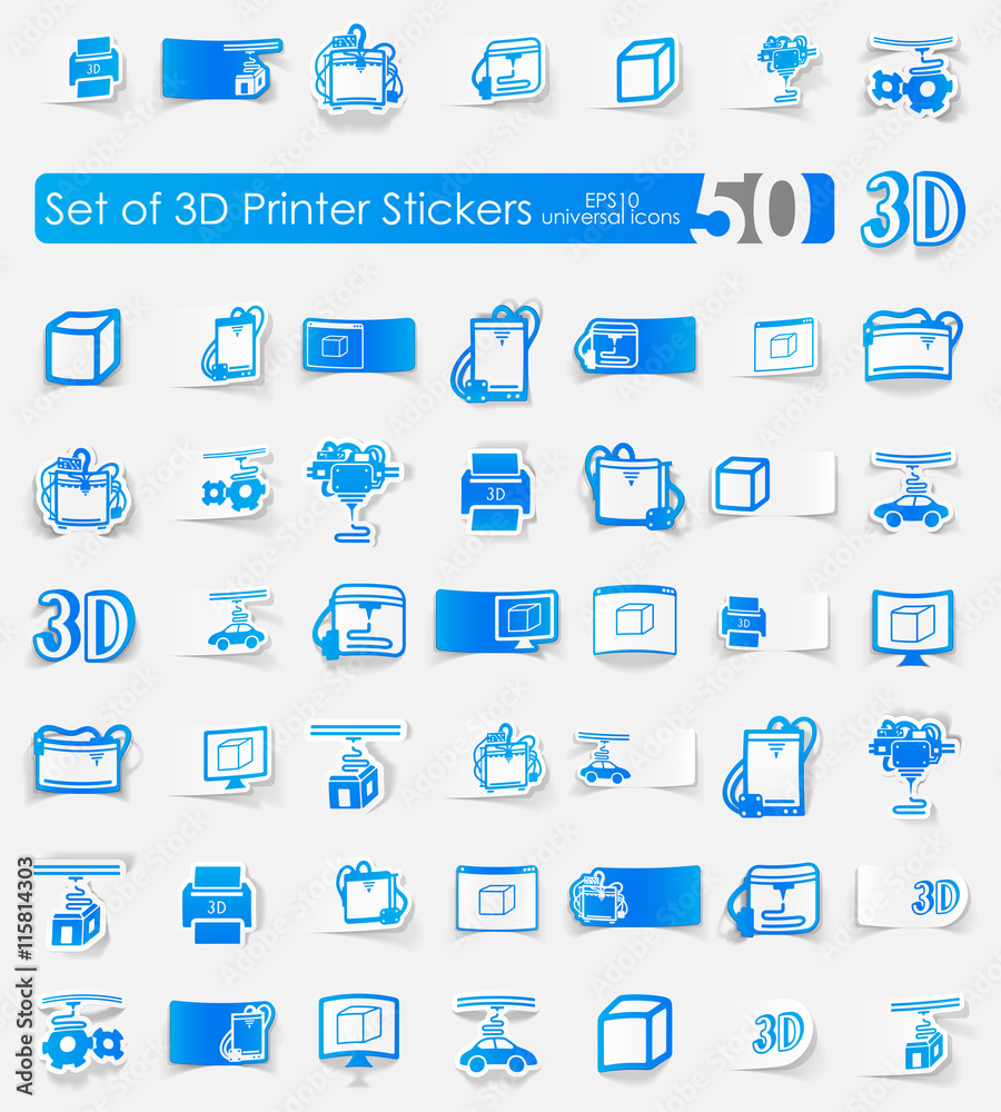 Set of three d printer stickers Set of three d printer stickers