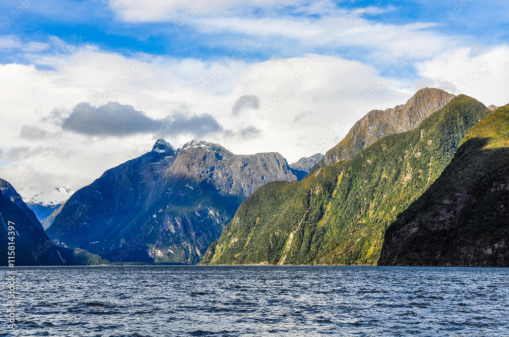 Navigating in the Milford Sound, New Zealand