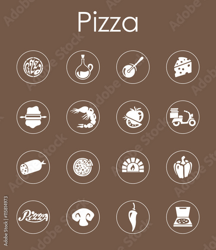 Set of pizza simple icons