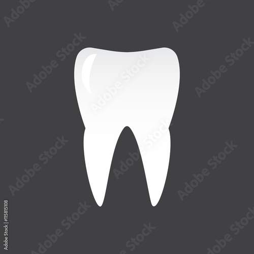 Tooth on a black background, template design element