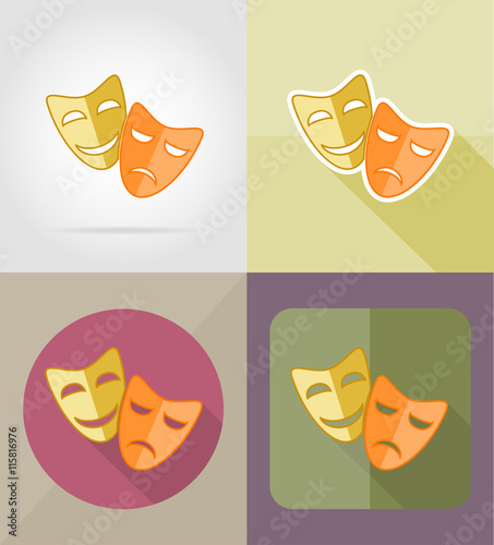 theater masks flat icons vector illustration