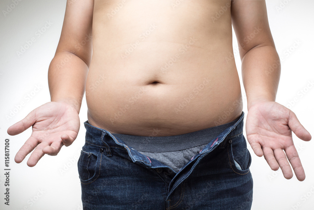 Fototapeta premium overweight man with fat belly
