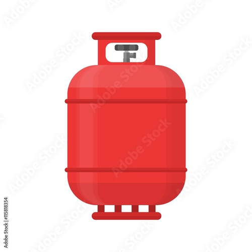 Gas tank icon in flat style. Propane cylinder pressure fuel gas lpd isolated on white background.
