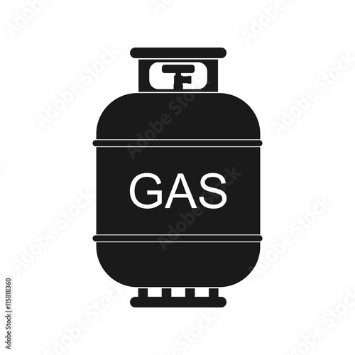 Gas tank icon in flat style. Propane cylinder pressure fuel gas lpd isolated on white background.
