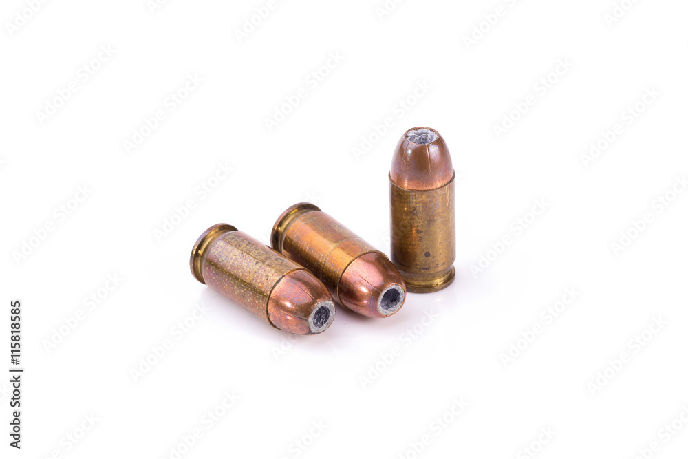 9mm bullet for a gun isolated on white background
