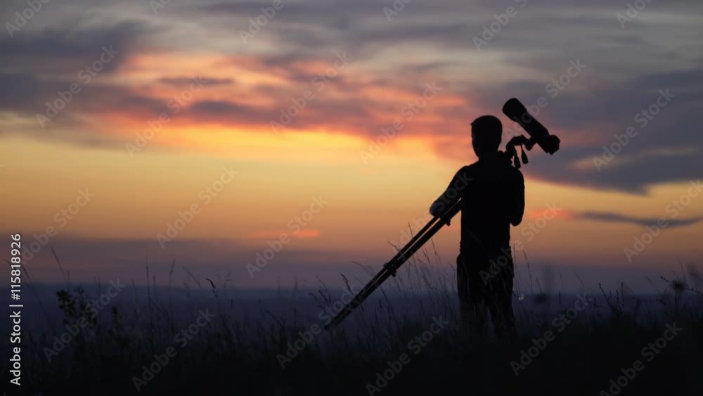 3 in 1! The man use the camera against the background of cloud. Wide angle. Real time 3 in 1! The man use the camera against the background of cloud. Wide angle. Real time