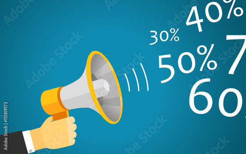 Loud voice of the speaker vector illustration. Discount