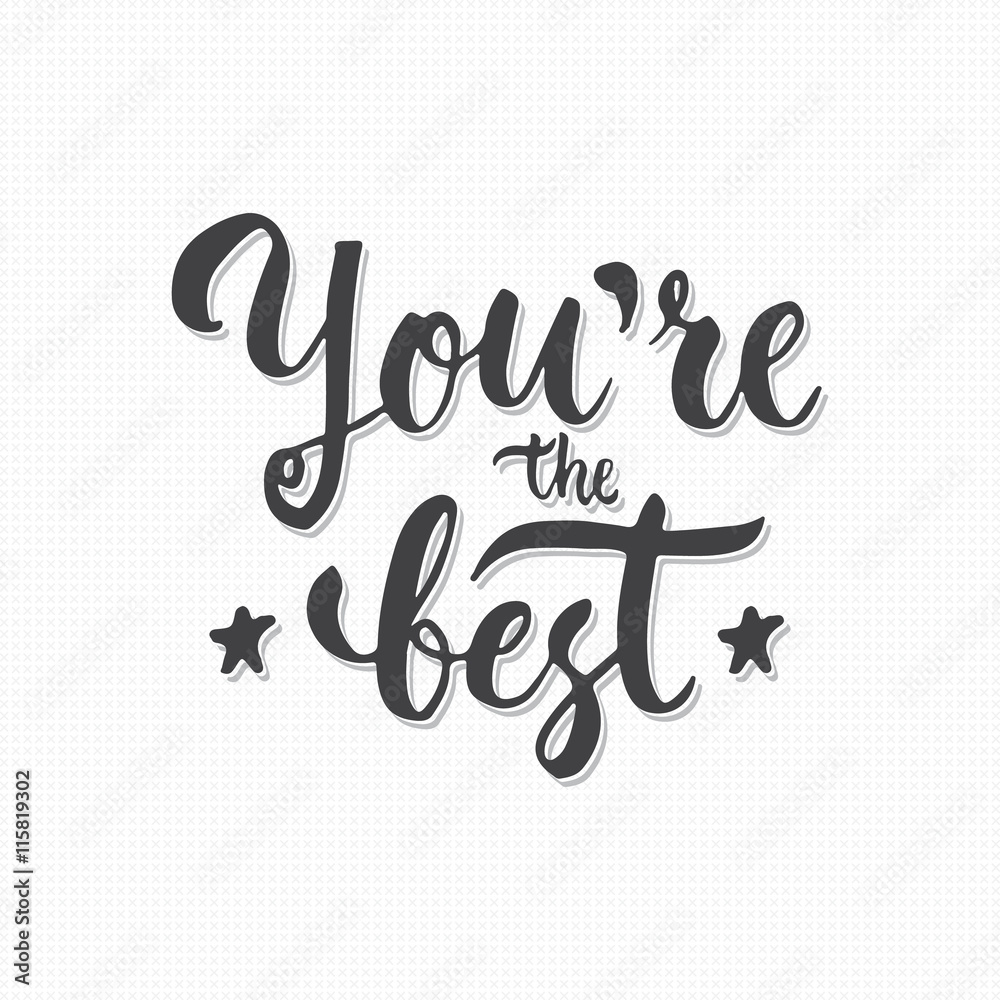 You are the Best - hand drawn lettering phrase, isolated on the gray crosses background. Fun brush ink text inscription for photo overlays, typography greeting card or print, flyer, poster design. You are the Best - hand drawn lettering phrase, isolated on the gray crosses background. Fun brush ink text inscription for photo overlays, typography greeting card or print, flyer, poster design.