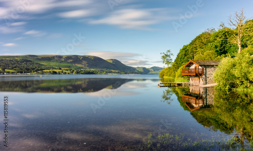Ullswater Boathouse by the lake in the English Lake District. photo