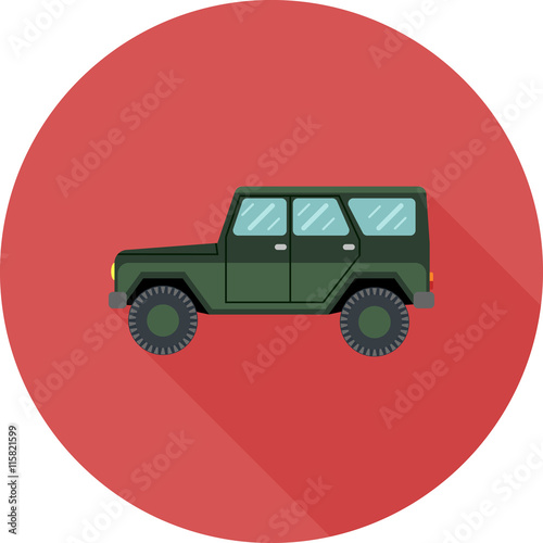 Off road car flat with long shadow