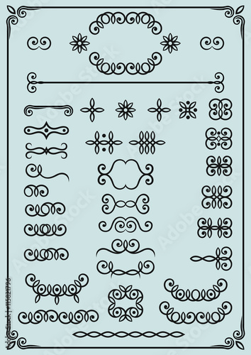 Vector set of calligraphic swirls and curls.