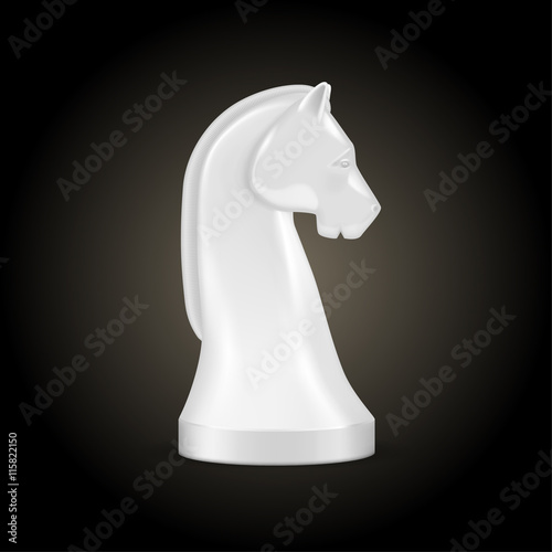 Chess piece white knight isolated, look like realistic, vector illustration