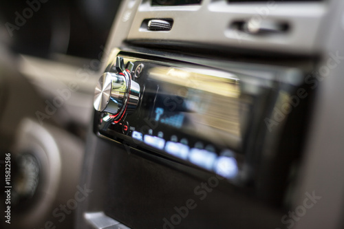 music technology in the car and bokeh