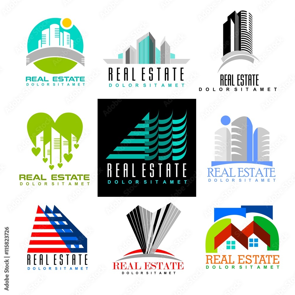 Logo set, real estate logo template, logo collection, vector logo template