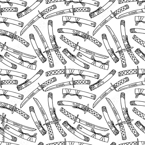 seamless black Japanese katanas