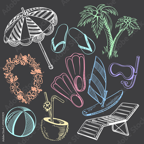 Freehand Drawings of Beach Illustrations
