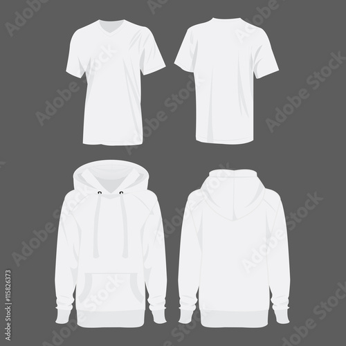 White hoodie and t-shirt isolated vector set