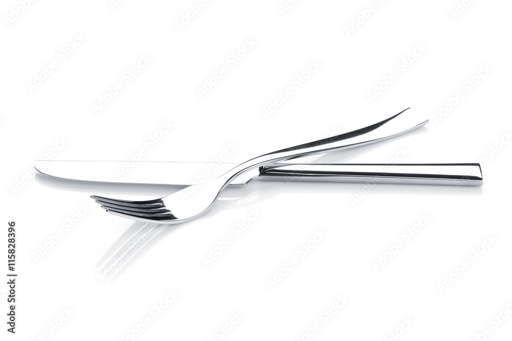 Silverware or flatware set of fork and knife Silverware or flatware set of fork and knife