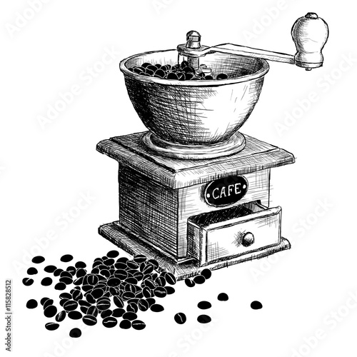 Hand drawn coffee mill