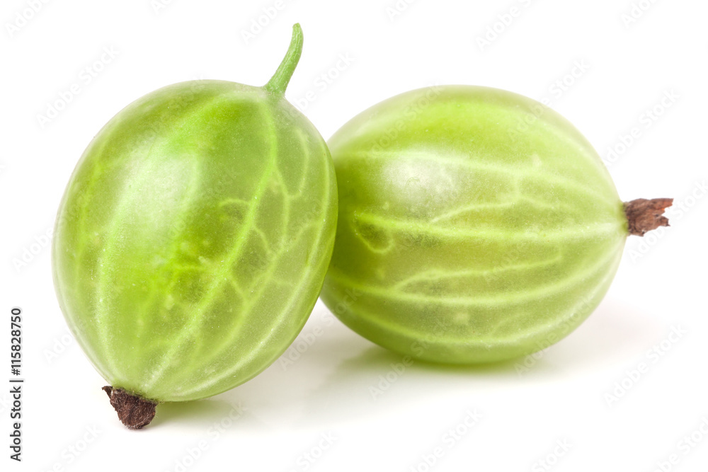 two gooseberry isolated on white background close-up macro two gooseberry isolated on white background close-up macro