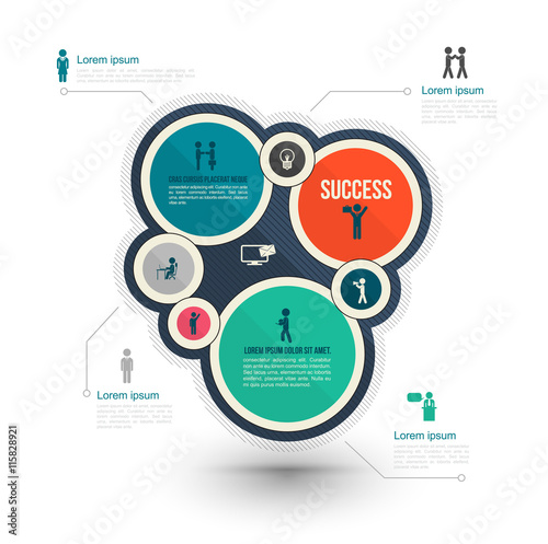 System circle color with business man icon loop business modern template education plan business info. vector illustration.